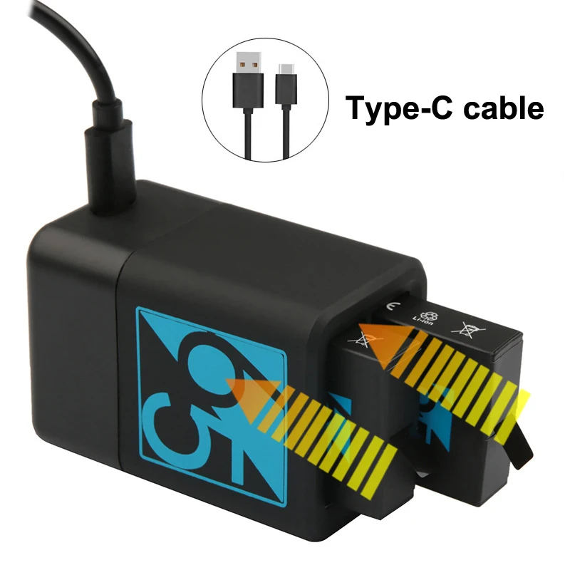 2x1600mAh Hero7 аккумуляторная батарея + USB Hero5 двойное зарядное устройство для GoPro 5 Black Go