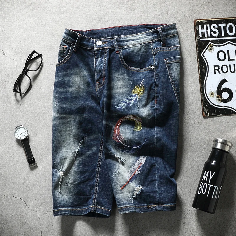 Летние новые повседневные джинсовые шорты мужские модные шорты Pantacourt Homme Ete Bermudas Masculina De Marca длиной до колен