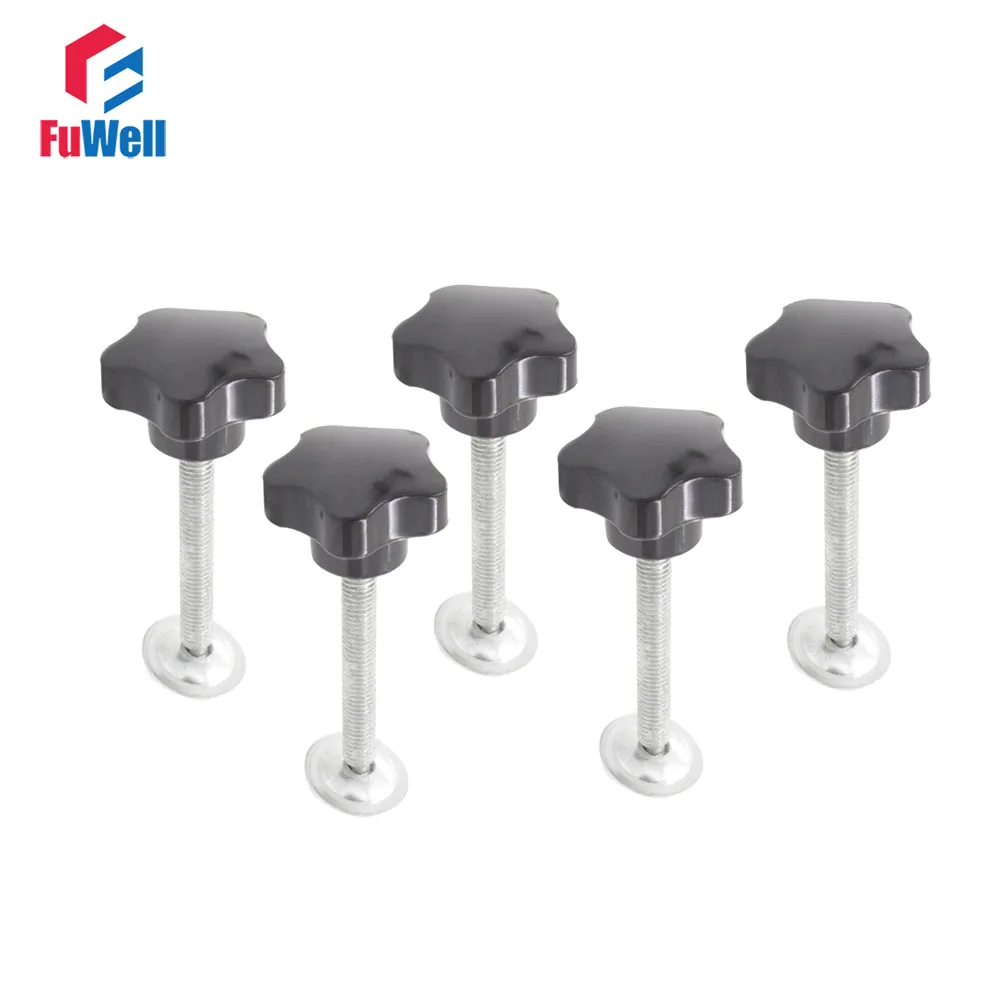 5pcs M8 x 30mm Thread 40mm Star Head Diameter Screw On Type Star Knob