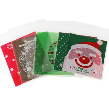 

50Pcs Christmas Plastic Bags Cookie&Candy Bag Self-Adhesive For Wedding Birthday Party Gift Bag Biscuit Baking Packaging Bag