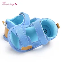Детские сандалии; парусиновая летняя обувь для мальчиков; От 0 до 2 лет сандалии для новорожденных; мягкая обувь