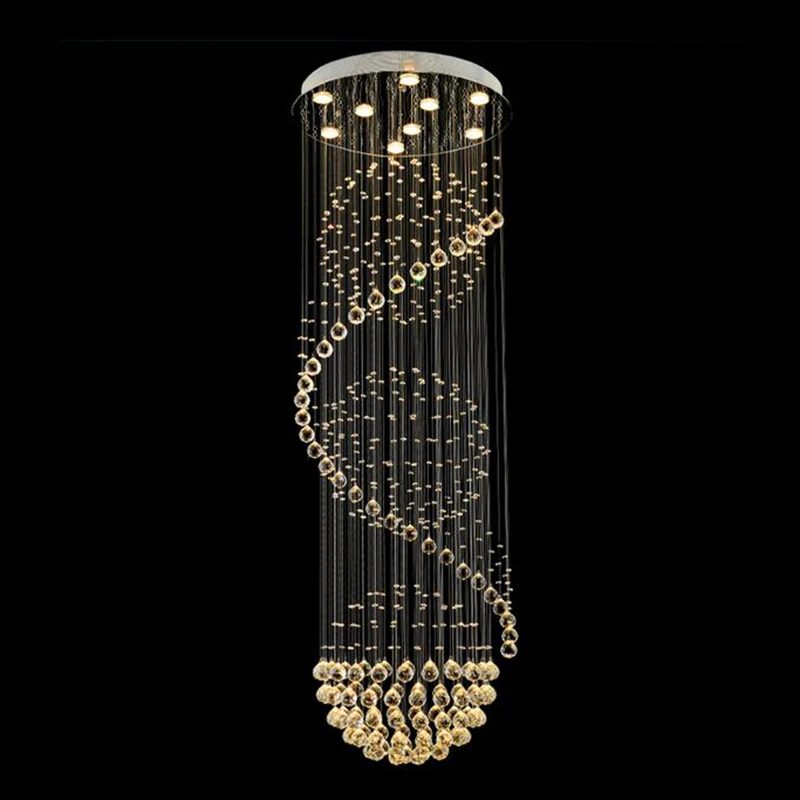 

Modern Large LED Spiral Indoor Hotel K9 Crystal Chandeliers Lights Fixtures for Staircase Stair Chandeliers Lamps Lighting