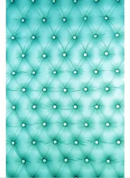 

5x7FT Medium Turquoise Tufted Leather Pattern Diamonds Buttons Wall Custom Photo Studio Backdrop Background Vinyl 220cm x 150cm