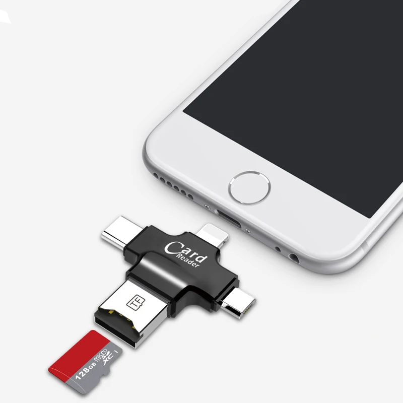 USB & Lightning TYPE C Micro (OTG) usb флеш накопитель 4 в 1 для iPhone 5/6/6S/6Plus/7/7S/7Plus/8/8Plus/X и телефонов