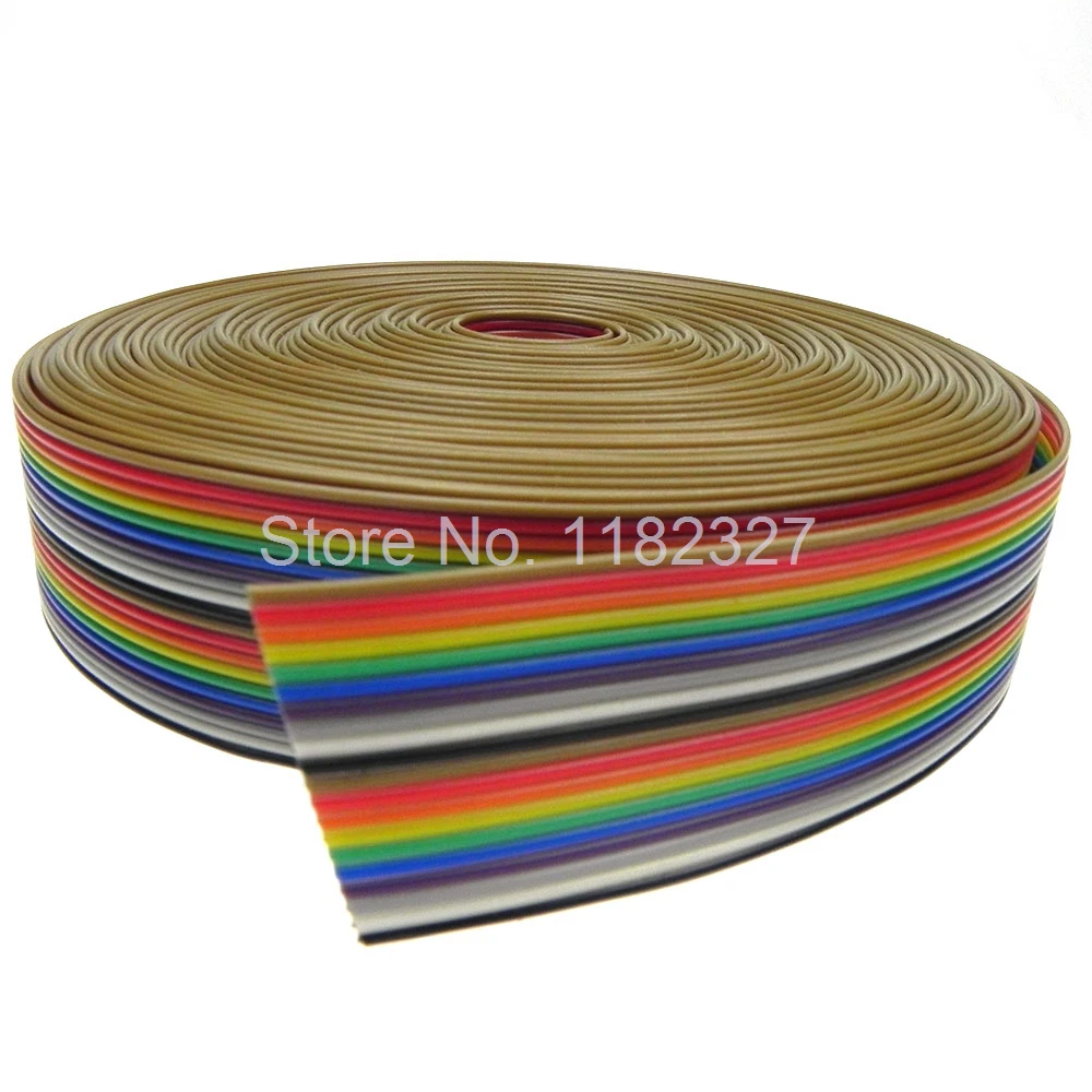 

(5 meters/lot) Flat Ribbon IDC Cable AWG28 20Pin 1.0mm pitch 5000mm / 5 meters Rainbow Color