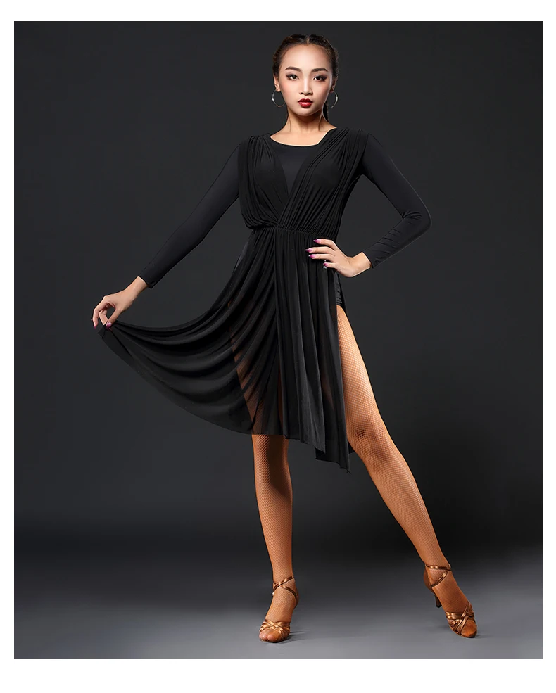 Бренд латинский танец платье для женщин черный Фламенго Сальса Самба костюм для танго танцевальный зал состязание платье горячая Распродажа A3086