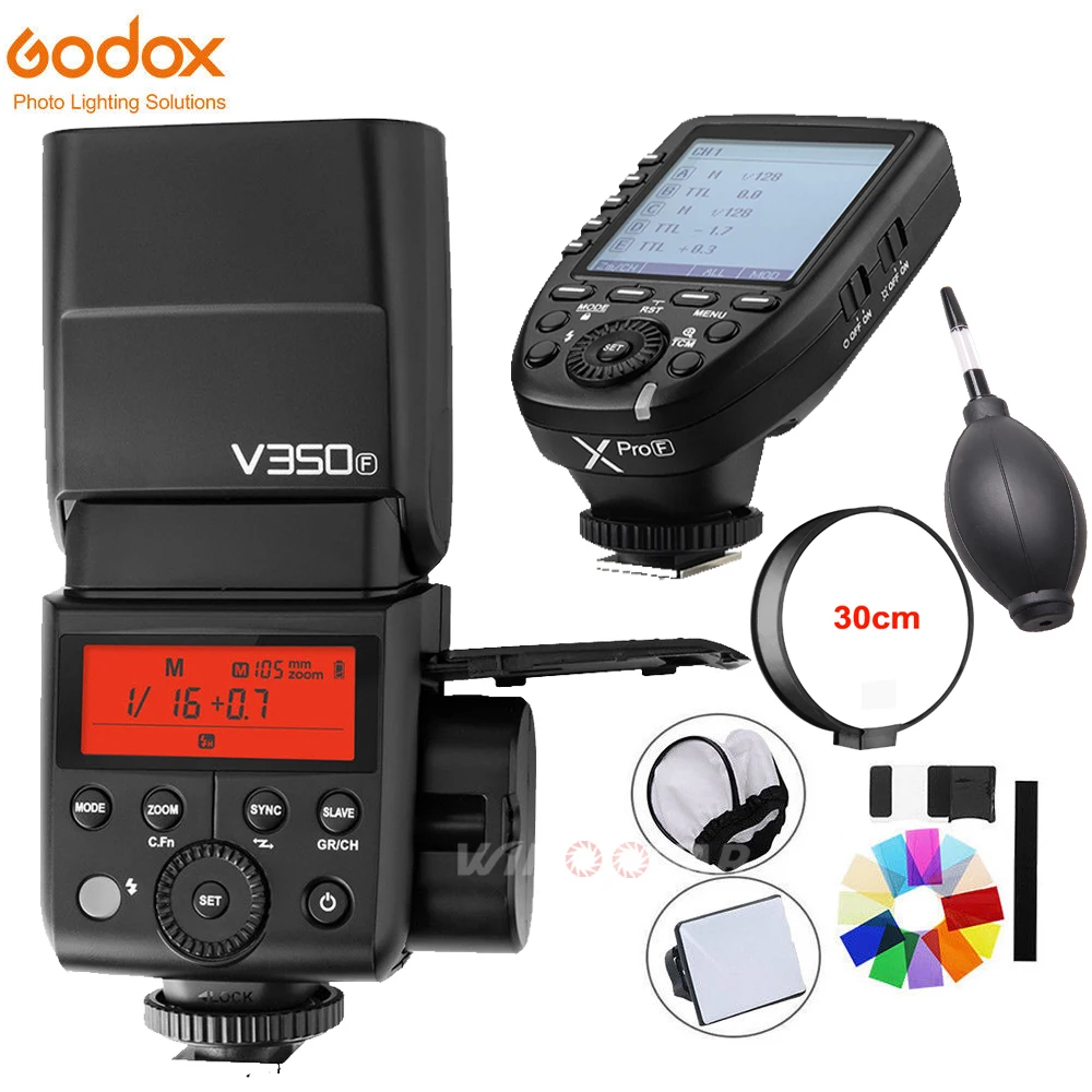 Godox V350F TTL 1/8000s HSS 2 4G Беспроводная вспышка Speedlite Master Slave с передатчиком Xpro F для
