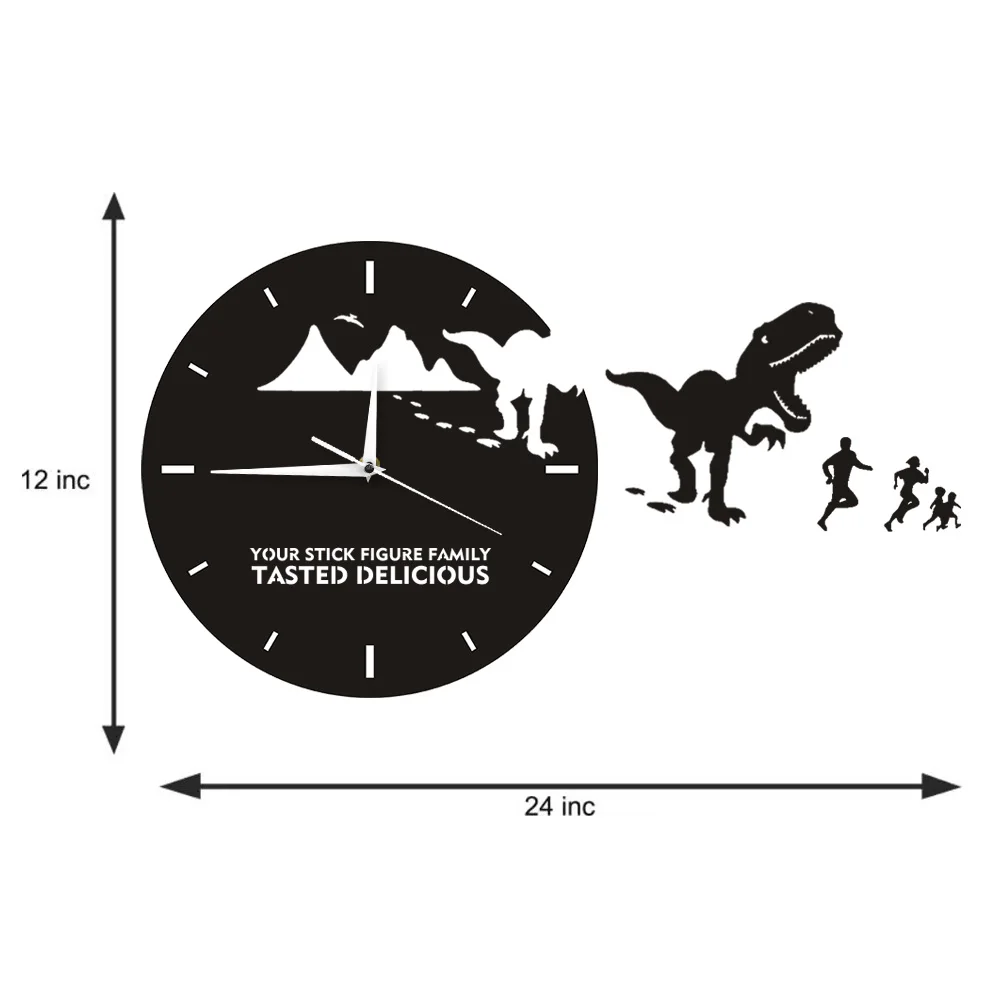 Динозавр едят палку фигура семья настенные часы T-Rex ваша палка фигура семья вкус вкусные смешные цитаты современные настенные часы