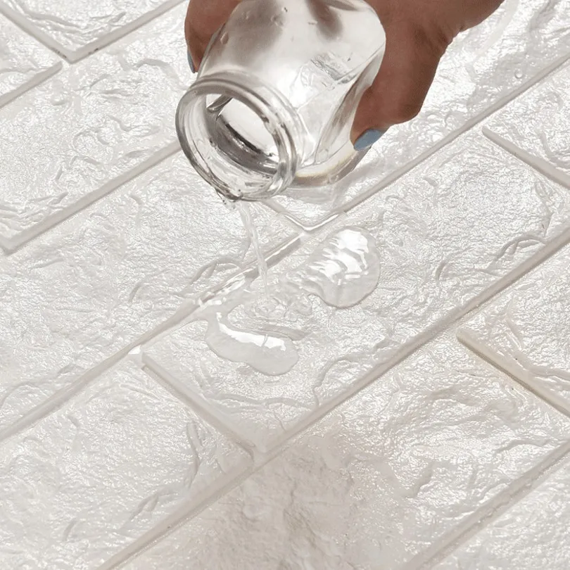 shengdiao PVC 3D embossed foam brick pattern wall paper modern self adhesive bedroom living room waterproof wallpaper