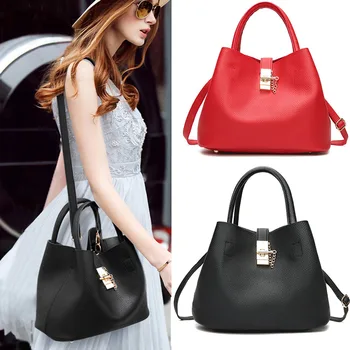 

Women Classic Tote Bucket Bag Thin PU Leather Lady Casual Handbags Crossbody Bag Shoulder Bags Best Sale-WT