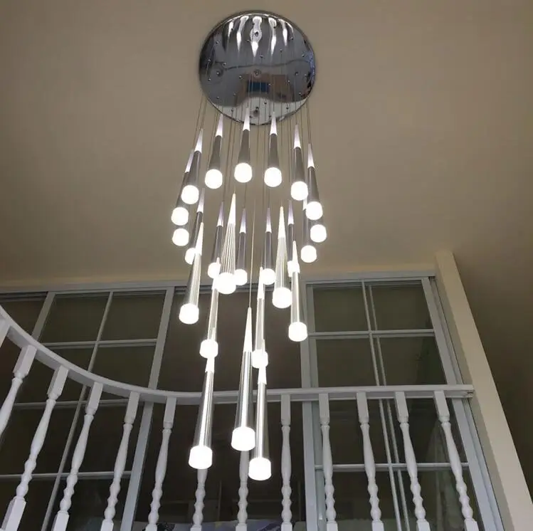 Европейский подвесной светильник с длинной лестницей, алюминиевый спиральный светодиодный подвесной светильник, подвесной светильник для лестниц, гостиничный светильник, светильник