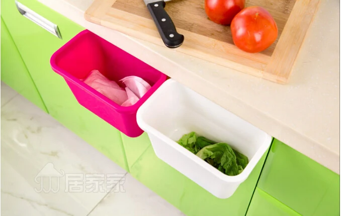 

1PC Hanging Standing Kitchen Waste Bin Hanged Cupboard Door PP Simple Garbage Bin Dustbin Scrap Storage Box Waste Bins OK 0176