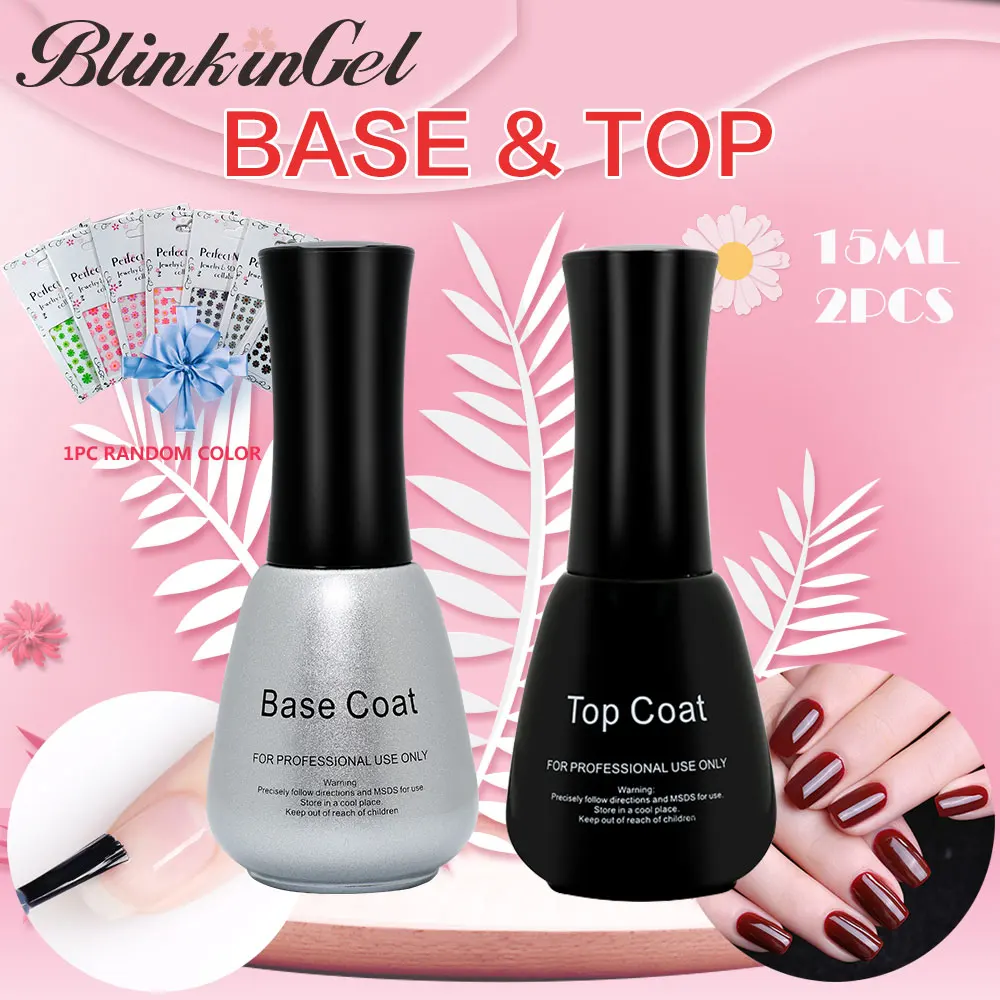 

BlinkinGel 2pcs/set Acrylic Base for Nail Gel Base Coat and Top Nail Polish Multi-Use Top & Base Coat for Gel Nail Polish 15ml