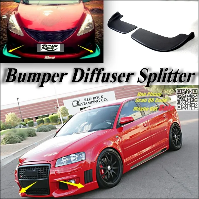 Splitter Diffuser Bumper Canard Lip For Audi A3 For S3 For RS3 Tuning Body Kit  Car Front Deflector Flap Fin Chin Reduce Body