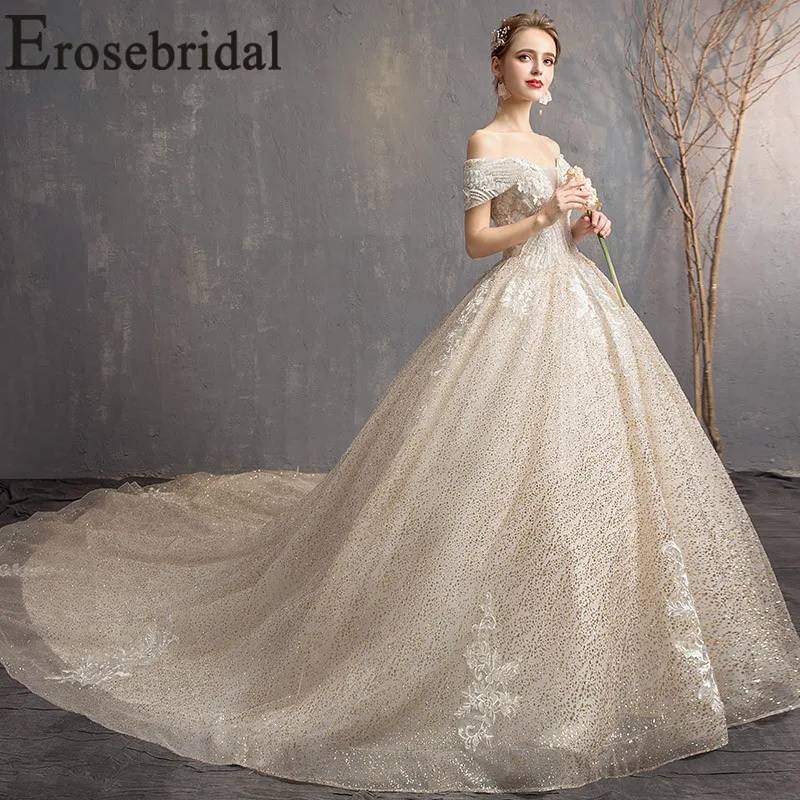 Erosebridal роскошное бальное платье свадебное платье ручной работы свадебное платье с бисером с длинным шлейфом элегантное со шнуровкой сзади