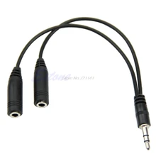 1 PC 3.5mm Male to 2 Dual Female Plug Jack Audio Stereo Headset Mic Splitter Cable Electronics Stocks