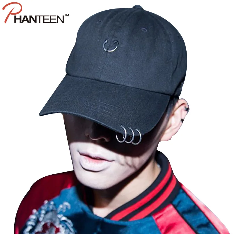 Three Hoop Korean Hiphop Baseball Caps Solid Color Unisex Casual Street