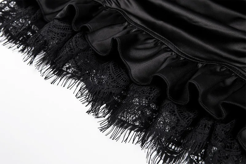GBYXTY, винтажная, кружевная, Лоскутная, с оборками, Blacke, атласная юбка, для женщин, Осень-зима, высокая талия, на шнуровке, бандаж, стимпанк, юбка, ZA1047