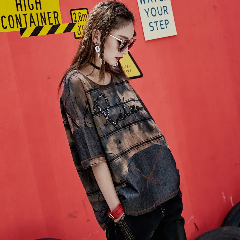 Max Lulu 2018 moda verano coreano Niñas Tops camiseta Mujer Denim Camisetas Mujer punk mujer Vaqueros más tamaño Max Lulu 2018 moda verano coreano Niñas Tops camiseta Mujer Denim Camisetas Mujer punk mujer Vaqueros más tamaño