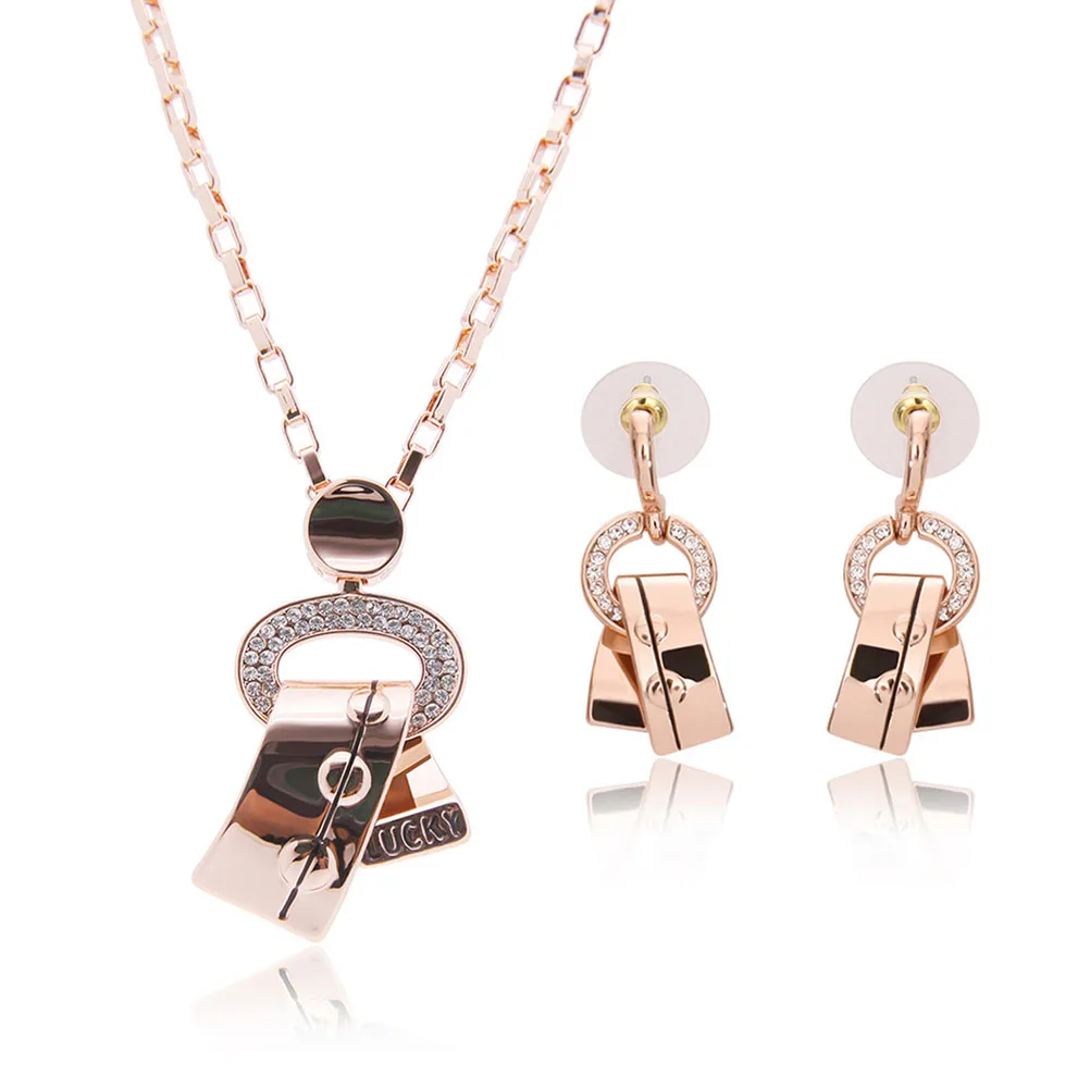 Simple European&American Jewelry Earrings Necklace Two Sets Jewelry Suite