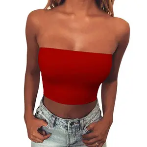 Sexy Women Strapless Top Sexy Sleeveless Crop Top Elastic Boob Bandeau Tube Tops Shirt Cami Top
