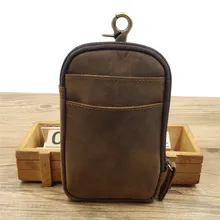 Для мужчин из натуральной кожи сумка на поясном ремне Crazy Horse кожаные сумки для путешествий с креплением на поясной ремень петля Hip сумка Повседневное телефонные чехлы Y005