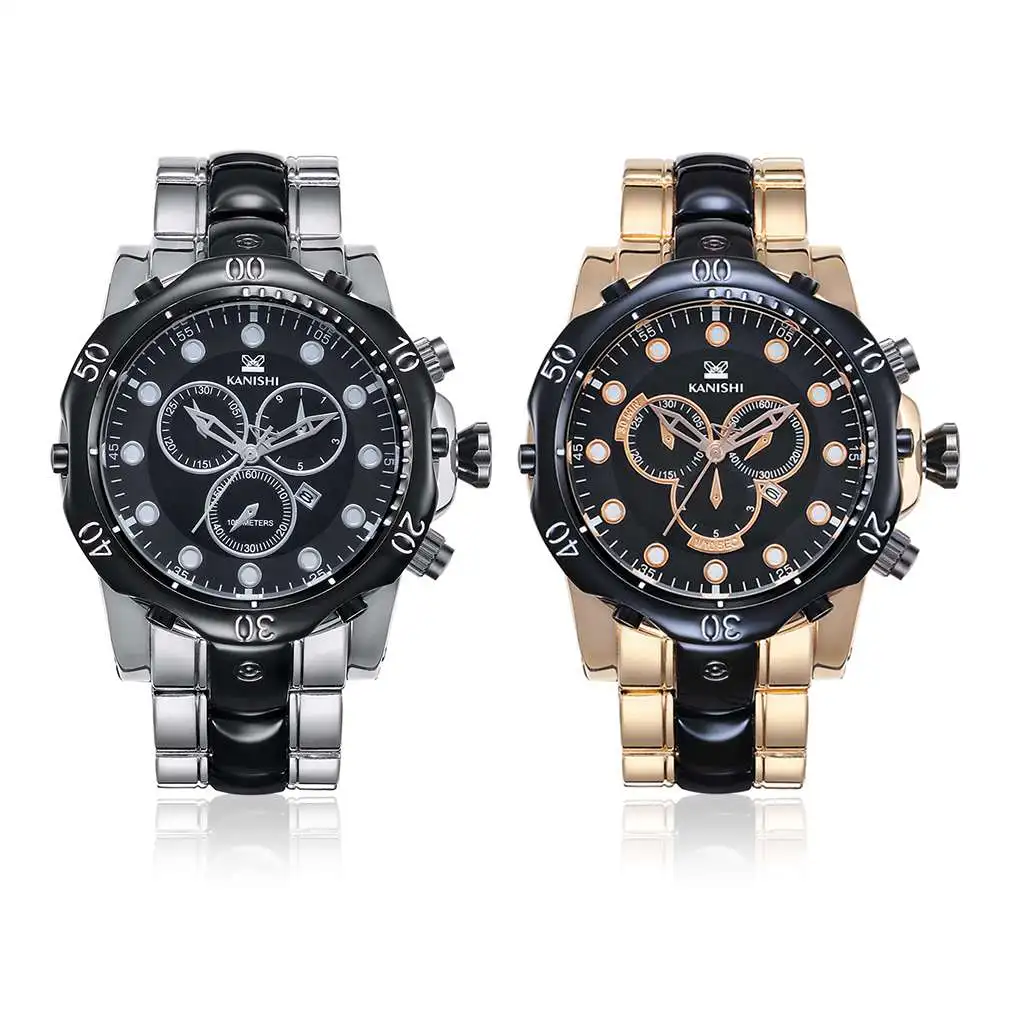 

KANISHI Luxury Brand Men Male Stainless Steel Strap Business Wrist Watch Men Quartz Wrist Watch Relogio masculino New Arrivals