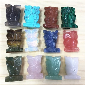 OWL Горячее предложение! Распродажа! Опал Счастливый Кот свинья Сова черепаха натуральный камень резные изделия чакра шарик целебные Кристалл Рейки украшение Фен-шуй 12 шт - Окраска металла: OWL