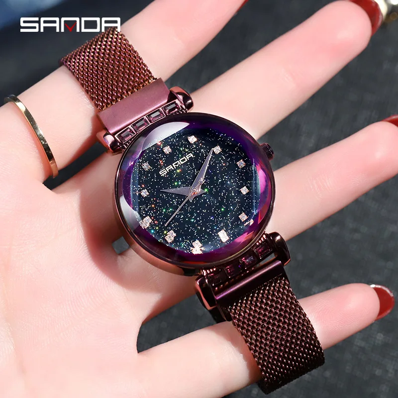 

Luxury Diamond Ladies Watch Fashion Starry Sky Women Watches Magnet Mesh Steel Casual Female Wristwatch For Gift Clock Relogios