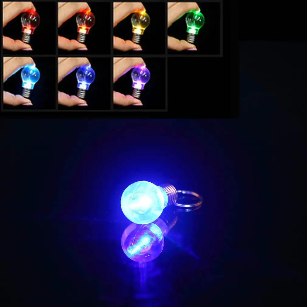 

1 pcs Creative Colorful Changing LED Flashlight Light Mini Bulb Lamp Key Chain Ring Keychain Clear Lamp Torch Keyring Wholesale