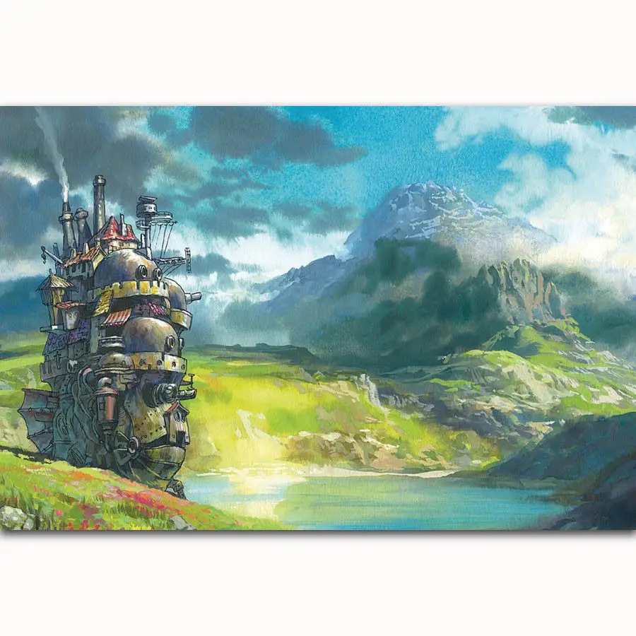 

Q1632 Posters and Prints Studio Ghibli Howl's Moving Castle Japanese Anime Art Poster Canvas Painting Home Decor