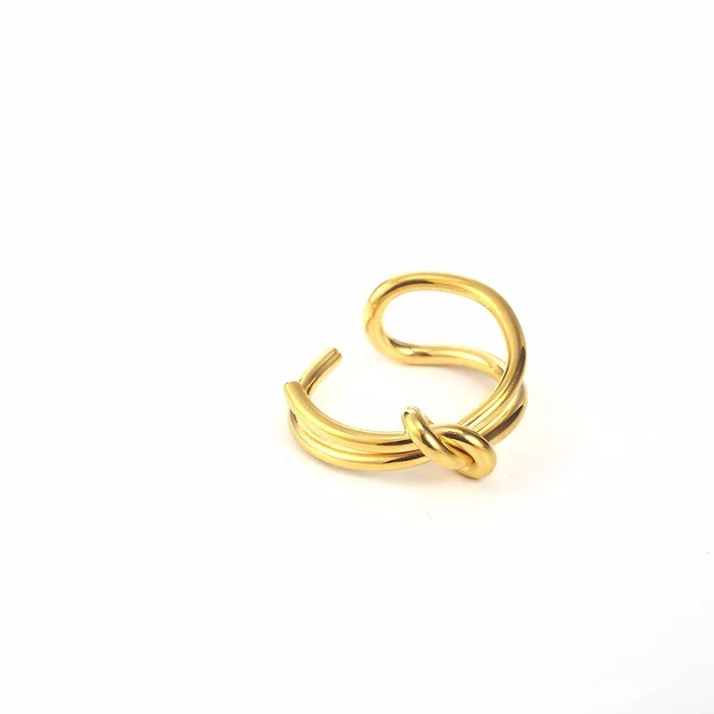 RIR простой стиль Золотой бабочка узел очаровательное кольцо из нержавеющей стали креативное Узловое дамское Ювелирное кольцо подарки для нее - Цвет основного камня: Gold