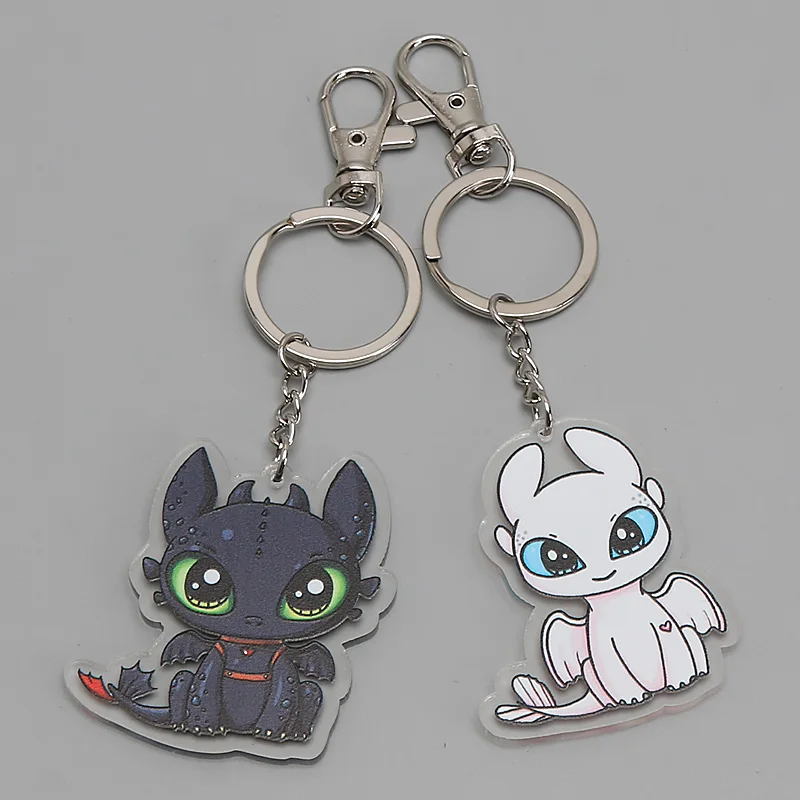 set 1 keychain 2 шт./компл. 5,5 см Ночная фурия Беззубик брелок, футболка с изображением героев мультфильма «Как приручить дракона 3 игрушки Скрытая мир металла pendanst брелок для ключей подарки для детей - Цвет: set 1 keychain