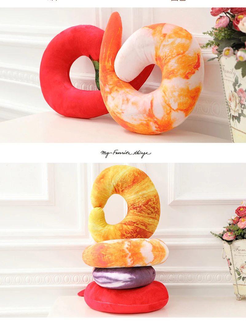 1PC food Pattern Pillows U Shaped Neck Pillow Cushion 3D Fruit Pattern Car Neck Protection Pillows travel pillow neck