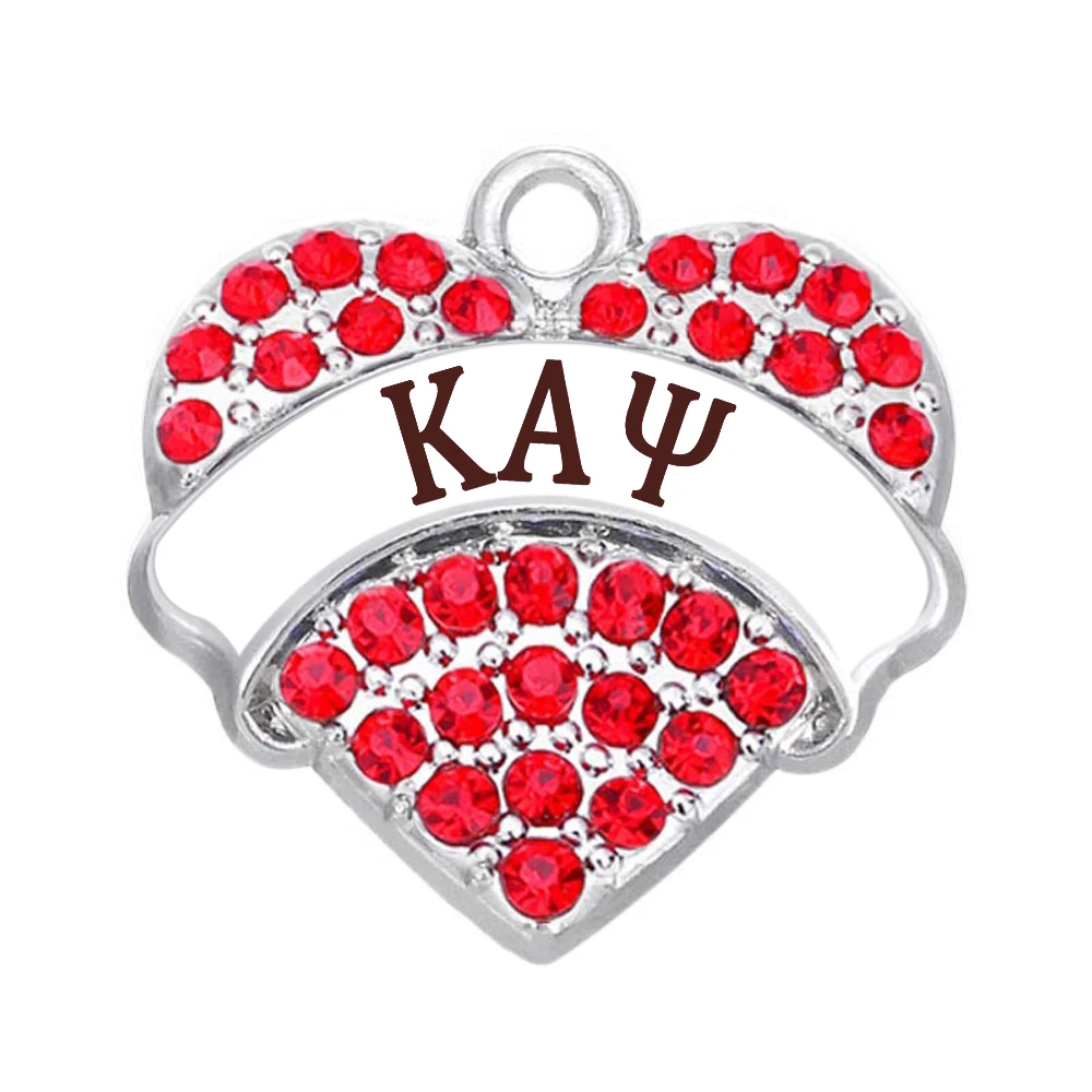 Экологичные металлические буквы алфавита из цинкового сплава Ka Alpha Phi Crystal Heart Charm