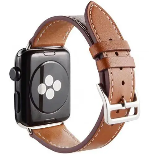 Genuine Leather Strap for iwatch for Apple Watch band Double Tour Extra Long 38mm 42mm 40mm 44mm for iwatch Series 4 2 3 1 belt - Band Color: Single-brown