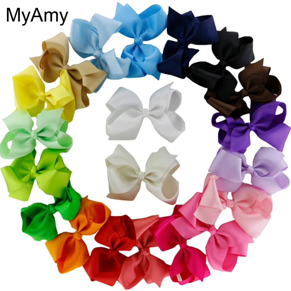 MyAmy Free Shipping 4.5'' hair bows WITHOUT clips grosgrain ribbon bow