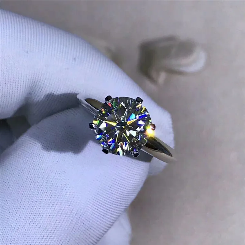 2018 Solitaire ring 100% Soild 925 Sterling silver Jewelry 1.5ct Sona AAAAA Zircon Cz Engagement wedding band rings for women