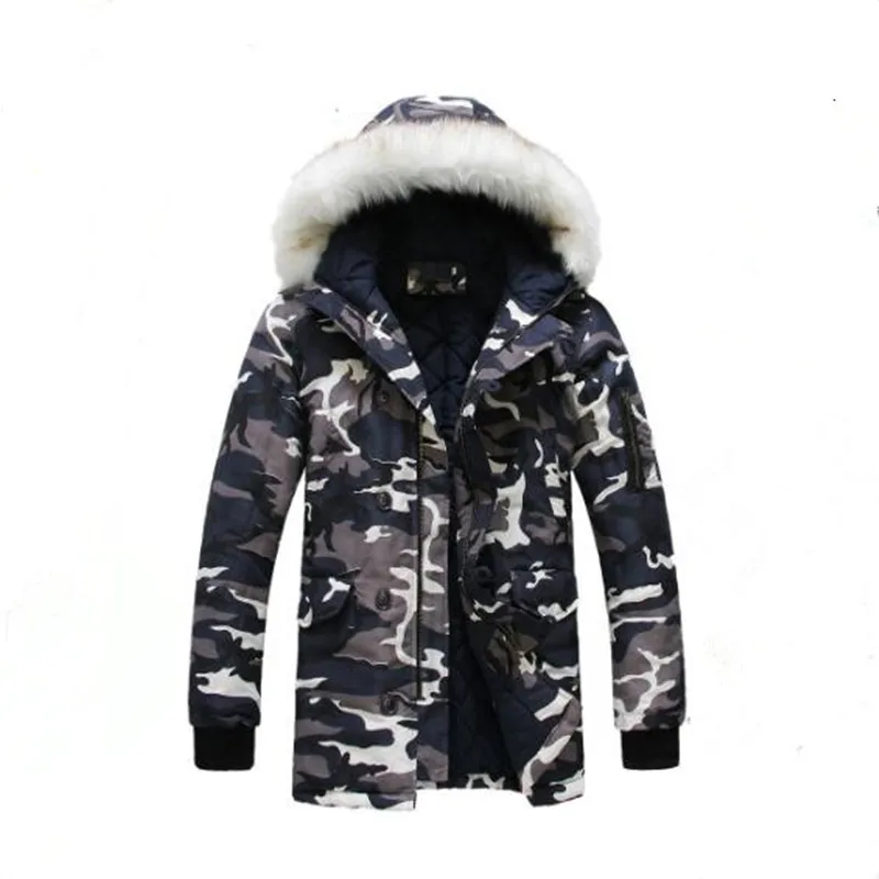 

2017. couples wear thick long coat, Korean version, hooded, loose camouflage, warm clothes