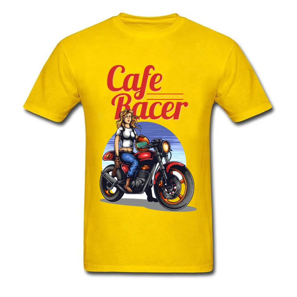 Cafe Racer 2018 Popular Men T-Shirt O-Neck Short Sleeve 100% Cotton Tops Shirt Printed Tops Shirts Free Shipping Cafe Racer yellow