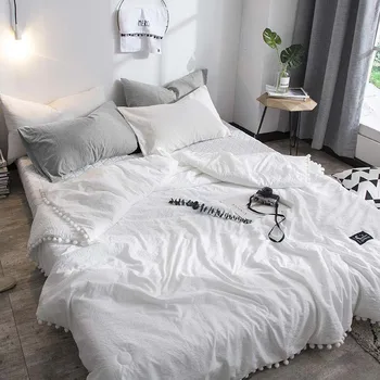 

Washable Cotton Thin Summer Quilts with Balls Sofa Blanket Home Coverlet Sofa Rug Throw Blankets Air-conditioned Room Coverlet