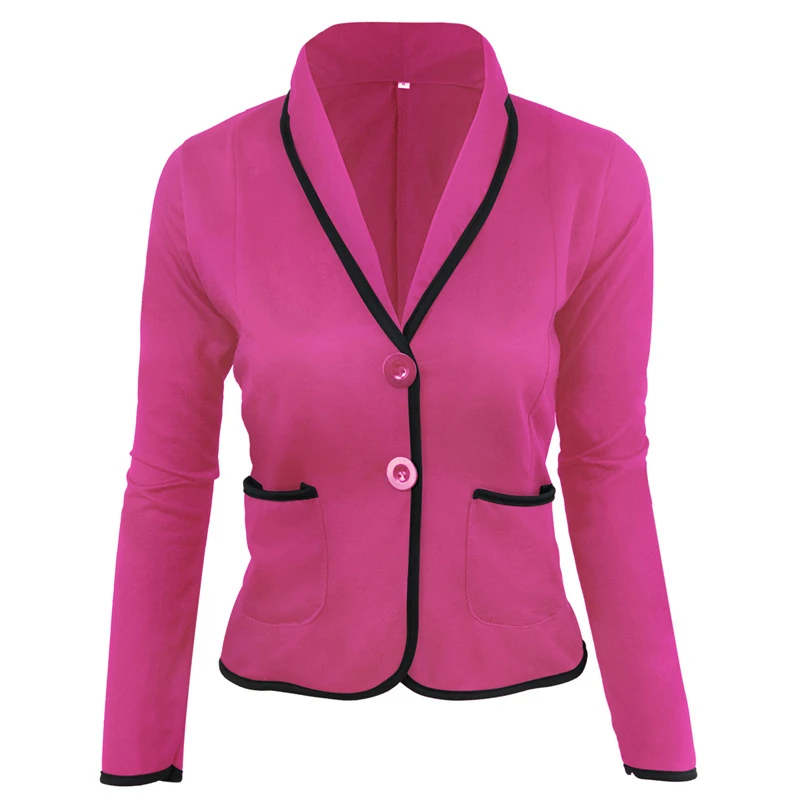 Joker Slim Jacket Single Row Two Buckle Cotton Solid Color Lapel Long Sleeve Large Size Short Women's Casual Suit