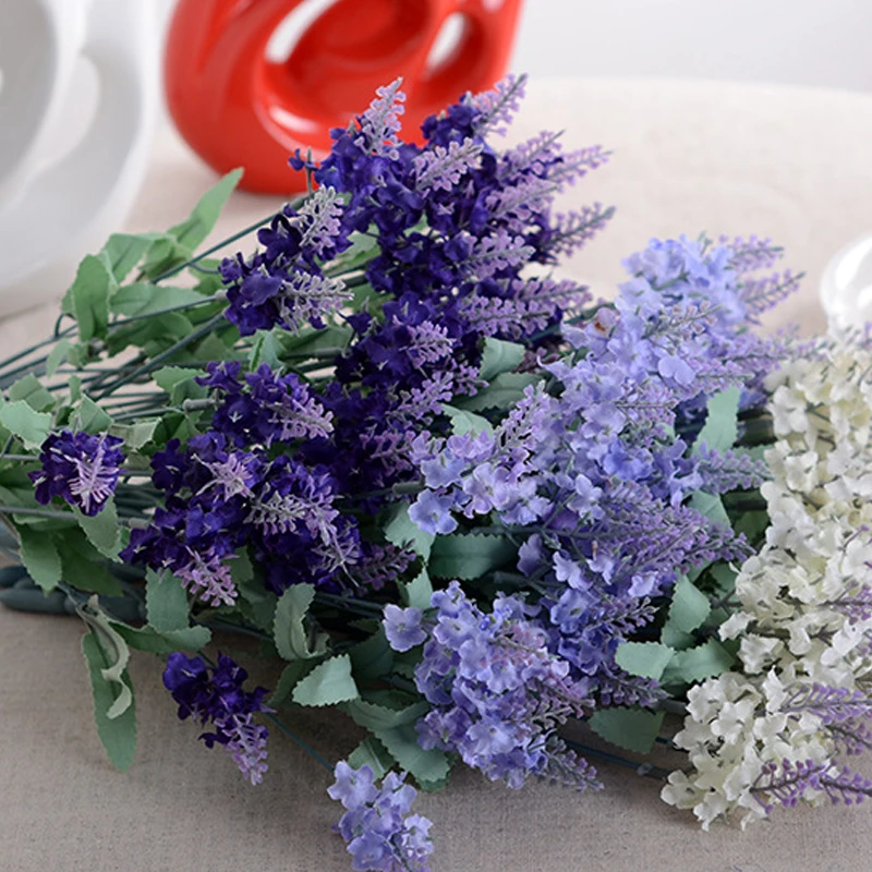 10 Heads Bouquet Artificial Lavender Fake Silk Flowers Wedding Home Party Decor