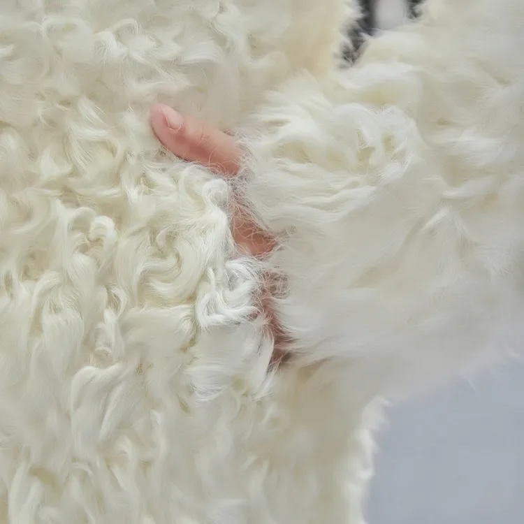 Зимняя Новая модная женская куртка с плюшевым мишкой иконой, Натуральная овечья шерсть, объемная парка, Толстая теплая верхняя одежда, Монгольская овечья шуба