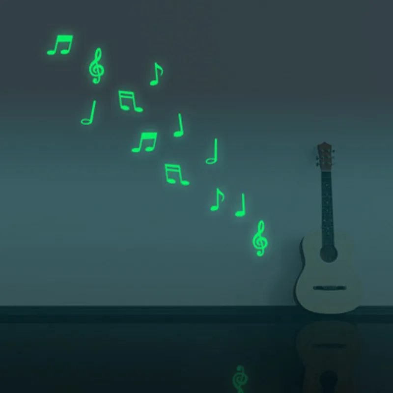 

Eva2king Pretty Luminous Musical Note Stickers Glow In The Dark Creative Plastic Sticker For Kid's Bedroom Home Wall Decal