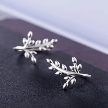 

DreamySky 100% Real Pure Silver Color Leaf Earrings For Women Fashion Jewelry Brincos Drop Shipping