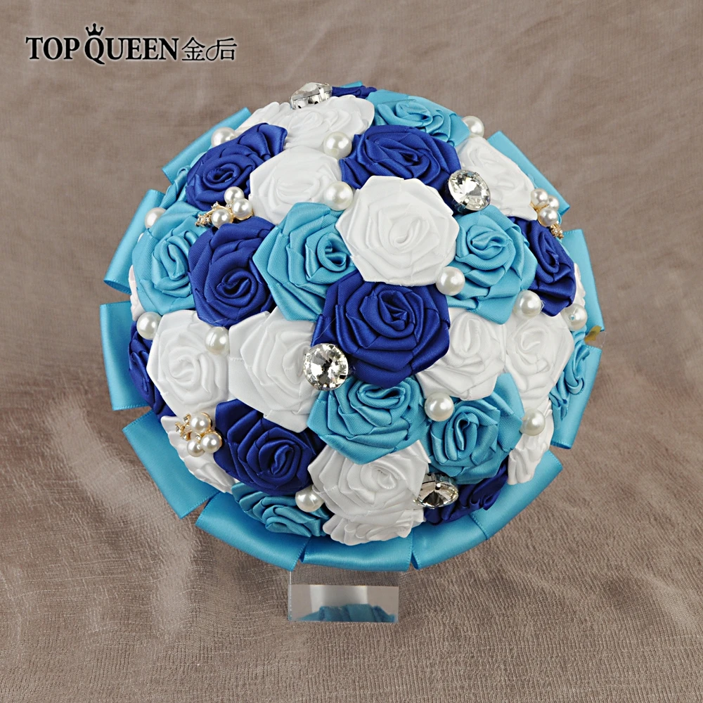 1175 Topqueen F6 Bl Livraison Gratuite Fleur De Mariage Bouquets Royal Bleu Bouquet De Fleurs Pour La Mariée Fleurs Artificielle Bouquets Dans