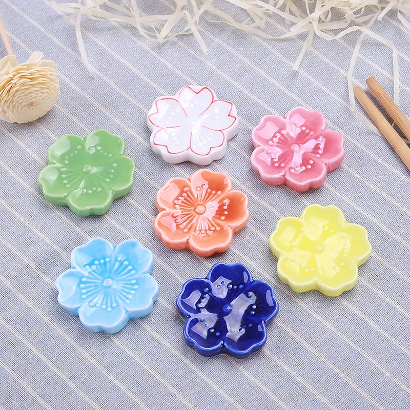 

Ceramic Cherry Blossom Chopsticks Stand Multicolor Cherry Blossom Chopsticks Rack Pen Holder Ceramic Crafts