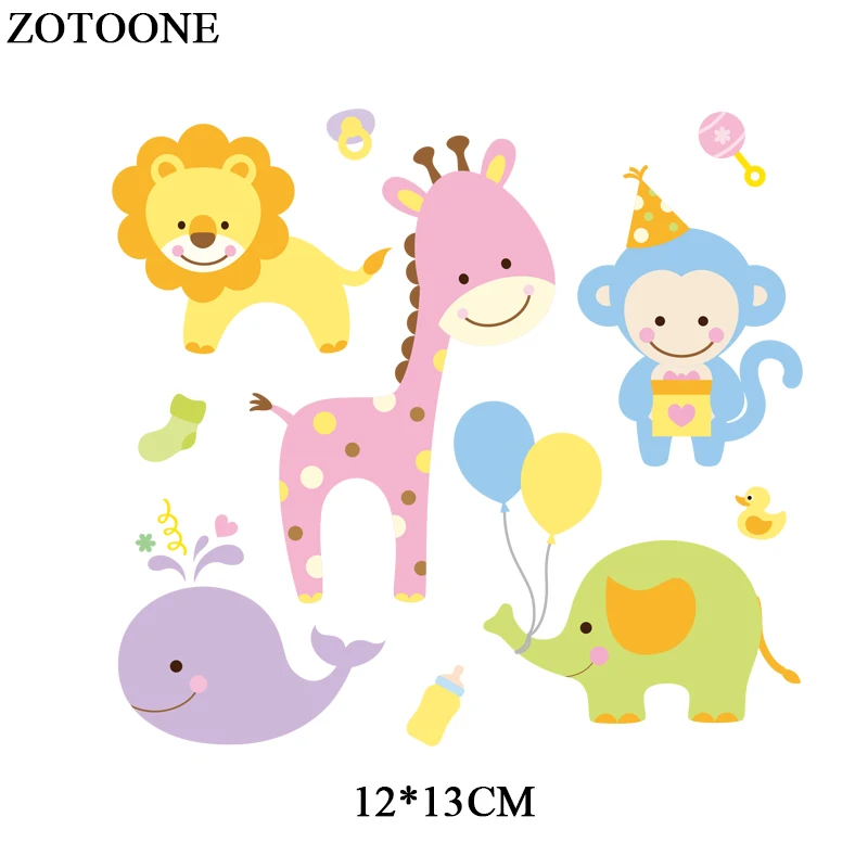 ZOTOONE Iron On Cartoon Animal Patches For Kids Clothes DIY Accessory Decoration Heat Transfer Vinyl Patches Set Gift For Body D