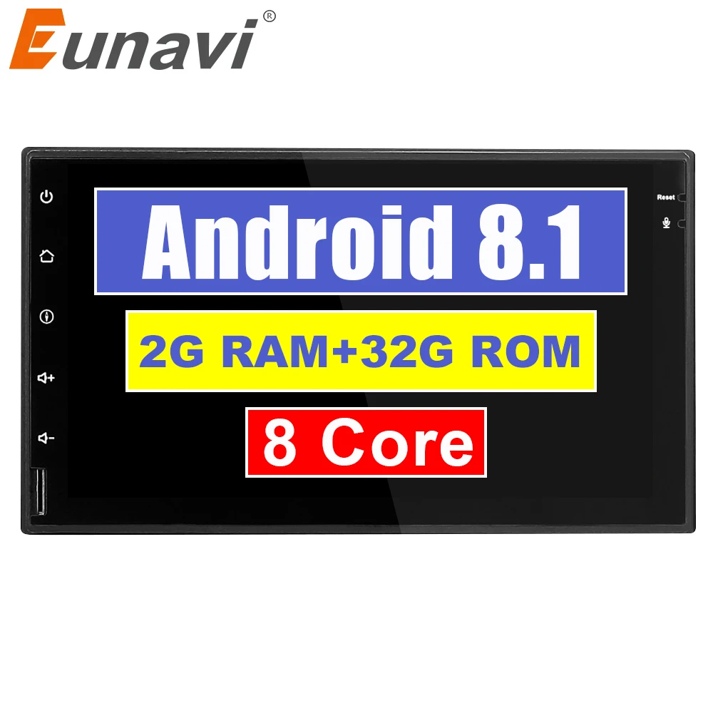 

Eunavi 7'' 2 din Android 8.1 Octa core Universal Car Radio GPS Navigation Stereo 1024*600 autoradio car pc 2G RAM 32G ROM